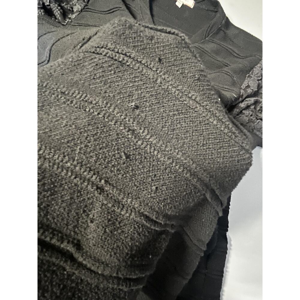 Anthropologie Eri + Ali Sweater Womens XL Black‎ Lace Balloon Sleeve Knit - Picture 10 of 13